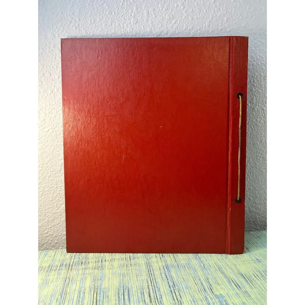 Vintage 1940s Embossed Native American Chief Scrapbook Red Faux Leather Album